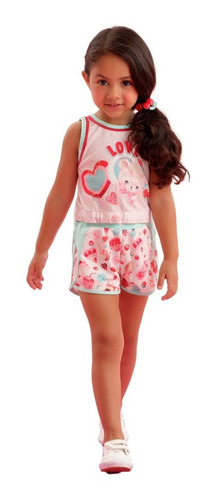 Imagem 2 de 3 de Conjunto Infantil Rosa Ursa Petit Cherie Sweet Love 21082