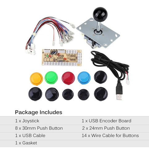 Zero Delay Arcade Jogo Diy Kits Peças 10 Botões + Joystick