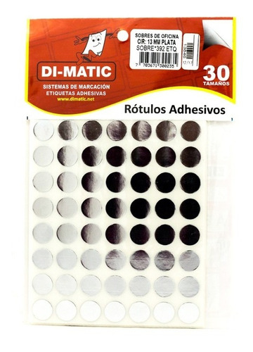 Rotulo Adhesivo Redondo 13 Plata Dimatic