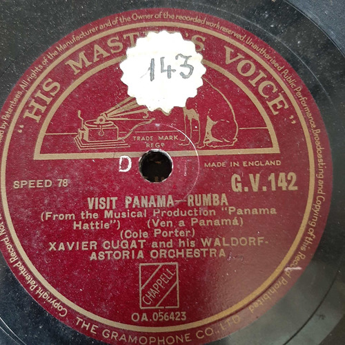 Pasta Xavier Cugat Waldorf Astoria Orch Masters Voice C451