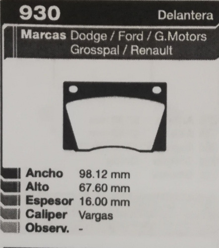 Pastillas Freno Delanteras Chevrolet 400 Rally - Ss - Pf 930