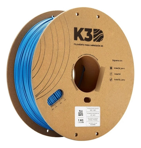 Filamento K3d Pla Azul Mate 1.75mm 1kg