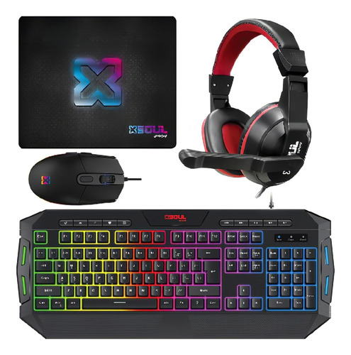 Kit Gamer Combo Teclado Mausers 4 En 1 Set Retroiluminado