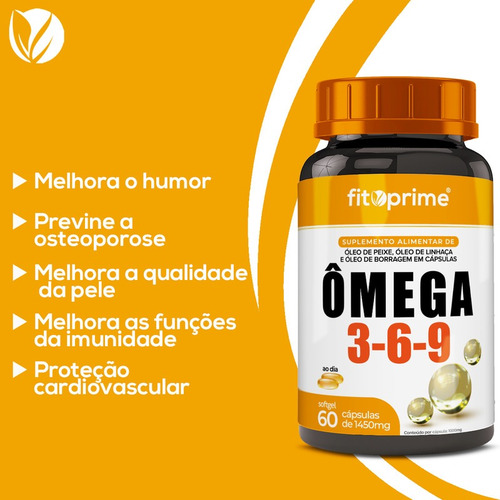 Imagem 2 de 4 de Kit 3 Ômega 3-6-9 Peixe Linhaça Borragem 1000mg 60cps