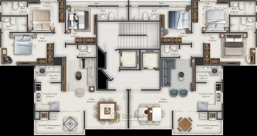 Apartamento 3 Suítes, Vaga Dupla, Meia Praia! - Ap0488-d-1