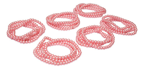 Tiras Cuentas De Vidrio Redonda  6mm Color Rosado Claro 6und