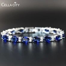 Cellacity-pulsera De Zafiro Para Mujer, Joyería Geométrica D