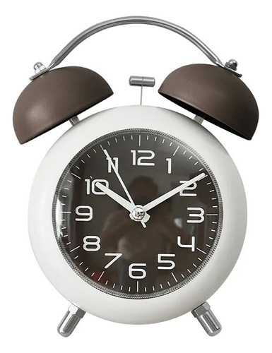 Reloj Despertador Modelo Campana Con Luz Silencioso Marron