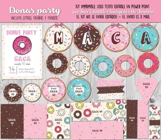 Kit Imprimible Donas Dulces Baby Shower Bautizo T17