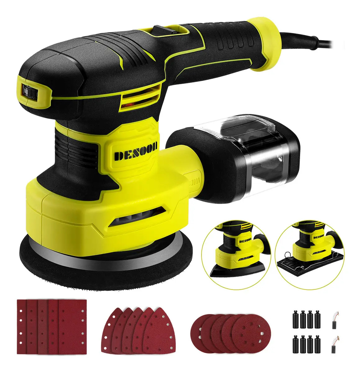 Lixadeira Orbital 350w 3 En 1 Lijadora Electrica Professional Redonda Cuadrada En Forma De Delta 6 Velocidades Com 15 Lixas Desoon