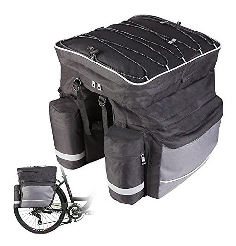 Imagen 3 de 6 de Bolso Para Bicicleta Alforja 3 En 1 Mtb 43l Material Calidad