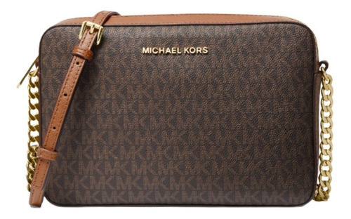 Bolsa Crossbody Michael Kors Jet Set Item Brown Original Acabado De Los Herrajes Dorado Color Marrón Oscuro Color De La Correa De Hombro Marrón