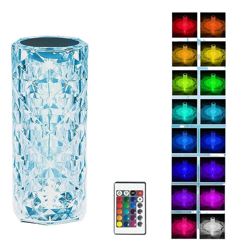 Lámpara De Mesa De Cristal Led Proyector De Luz Rosa 16 Colo