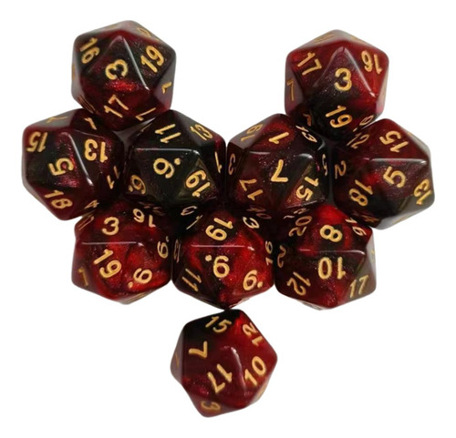 4 Juego De Dados De 10 Uds. De Colores Dobles D20, Rojo