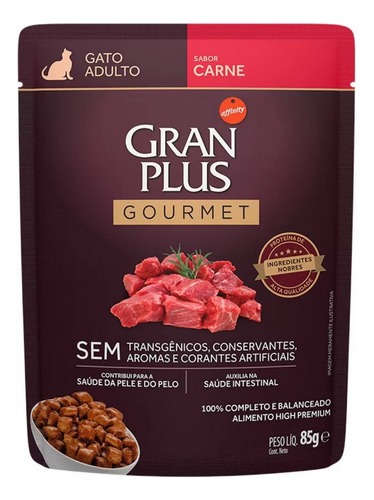 Sachê Para Gato Adulto Sabor Carne 85g Gran Plus 