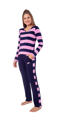 Pijama Feminino Longo De Inverno Podiun 225174