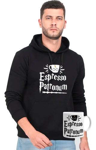 Poleron Canguro Unisex Hp Espresso Patronun + Tazón 