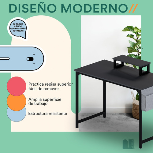 Escritorio Minimalista Mubson Escritorio Gamer Con Archivero Color Negro