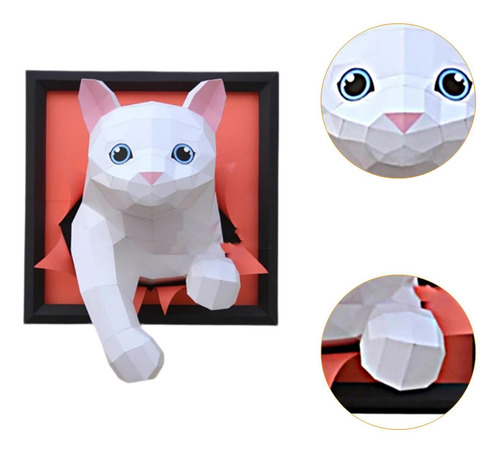 Decoración De Pared Gato Arte De Pared Modelo De Papel 3d