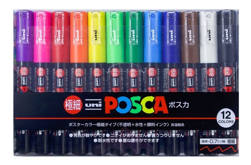 Marcadores Posca 1m Básicos (set 12)