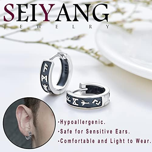 Pendientes De Runas Vikingas Para Hombres, Pendientes De Aro