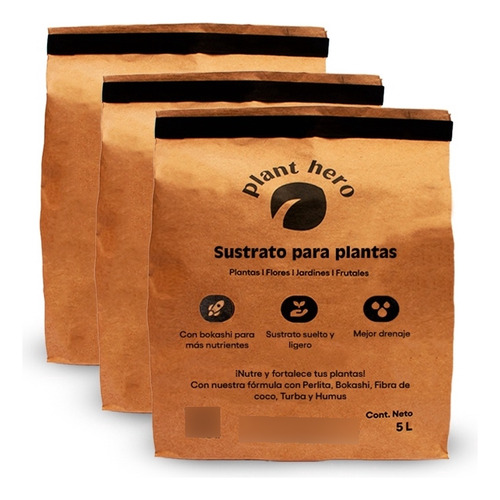 Sustrato Para Plantas - Combo De 3 Bolsas De 5l C/u