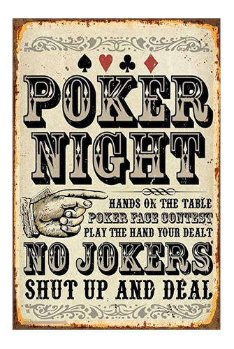 1 Cartel Metalico Letrero  Juego De Mesa El Poker 40x28  Cms