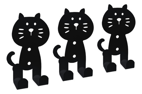 Llaveros De Pared Moderno Placa De Acero Figura De Gatito Color Negro