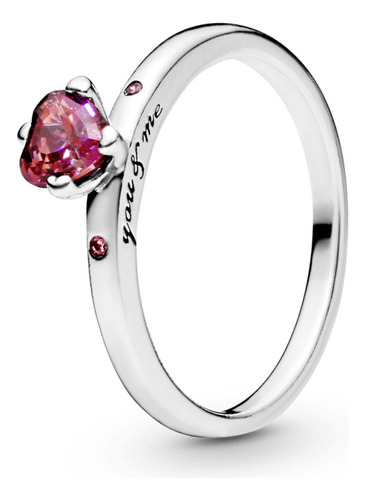 Anillo Pandora Corazón Rojo Reluciente