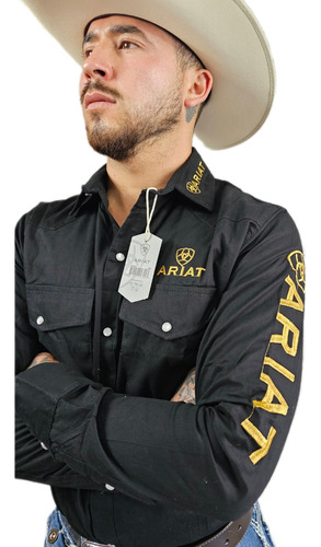Camisa Ariat Bordado En Un Solo Color