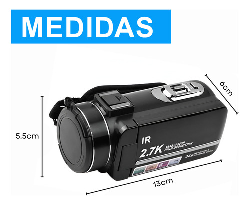 Filmadora Ruffo Rf-camcor2 2.7k Hd Alta Definición 50mp Con Memoria 32gb + 2 Baterías