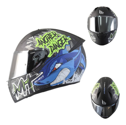 Casco Para Moto Mt Helmets Stinger Ff105b Danger Azul