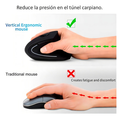 Mouse Ergonómico Inalámbrico Vertical 3600 Usb Color Negro
