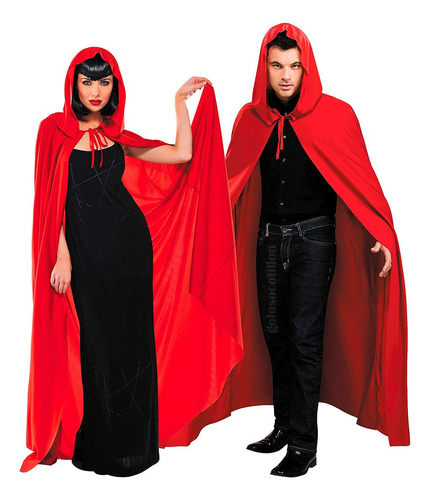 Capa Roja Satinada Para Disfraz Halloween Para Adultos 140cm