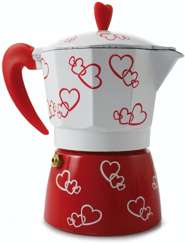 Cafetera Para Estufa Italiana 6 Tazas Diseño Corazones