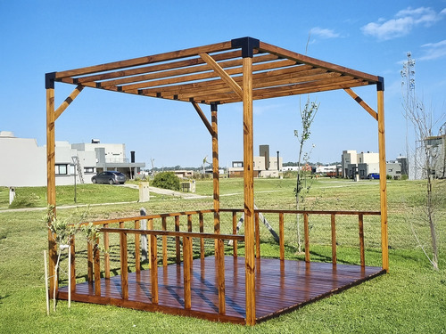 Pergolas Para Exterior Balcon Terraza Auto Madera A Medida Beige