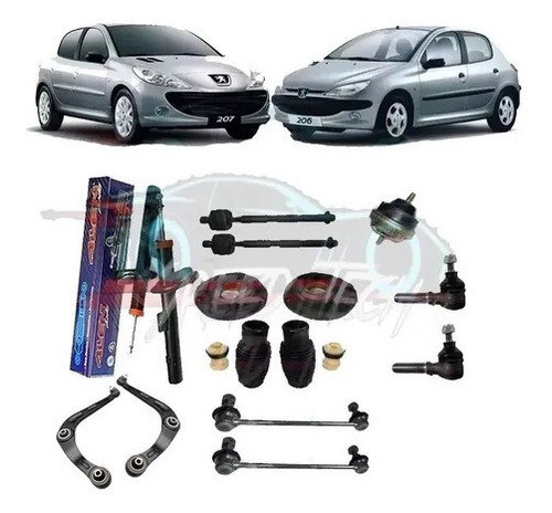 Kit Amortecedor Batente Bieleta Coxim Axial Peugeot 206 207