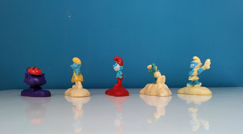 Muñecos Pitufos Con Base X 5 - Coleccion 2017 !!! (Usado)