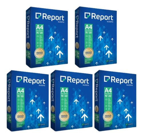 Papel Sulfite A4 75g Premium 2500 Folhas Report 20lb Cor Azul