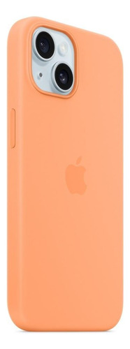 Capa Apple Magsafe Para iPhone 15, Silicone, Laranja-verão