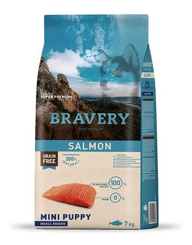 Alimento Bravery Salmon Perro Puppy Raza Mini Saco 2 Kg