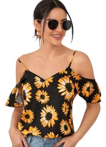 Blusa transparente de girasoles hot sale