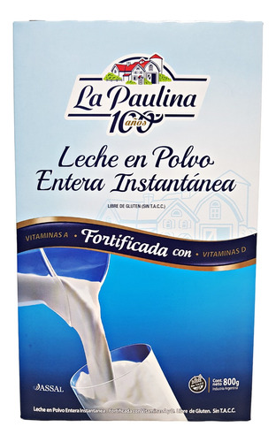 Leche Polvo La Paulina Entera 800 Gr Paulina Sin T.a.c.c