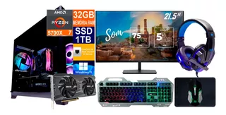 Pc Gamer Ryzen 7 5700x 1tb 32gb Rtx 3060ti 8gb + Monitor 21p