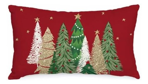 Aacors Funda De Almohada Navideña 12 X 20 Colorido Árbol De 