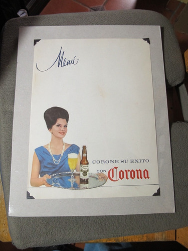 Hoja Antigua De Menú Cerveza Corona, Publicidad Antigua 1947