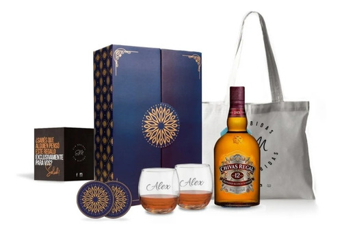 Box Chivas Regal 12 Años + 2 Vasos Personalizados. P/regalo!