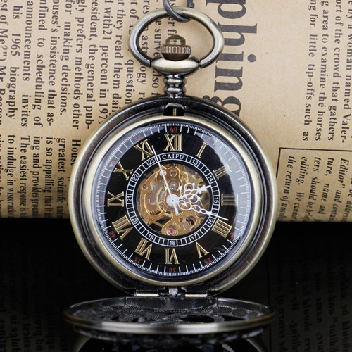 Reloj De Bolsillo Mecánico Dentily Modelo Steampunk Hombre Color