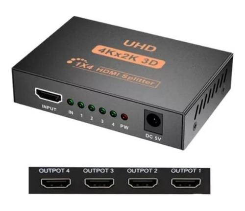 Splitter Hdmi 1 X 4 Amplificador Full Hd 1080p 4k 2k