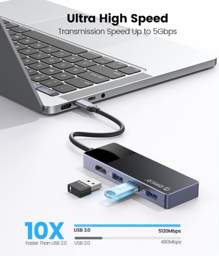 Concentrador Usb-c Orico 8 En 1: Adaptador De Multipuertos